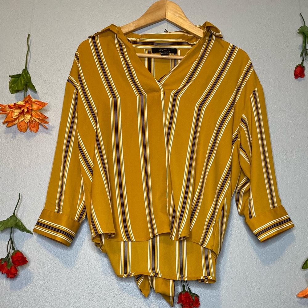 Forever 21 | Contemporary Gold Striped Blouse